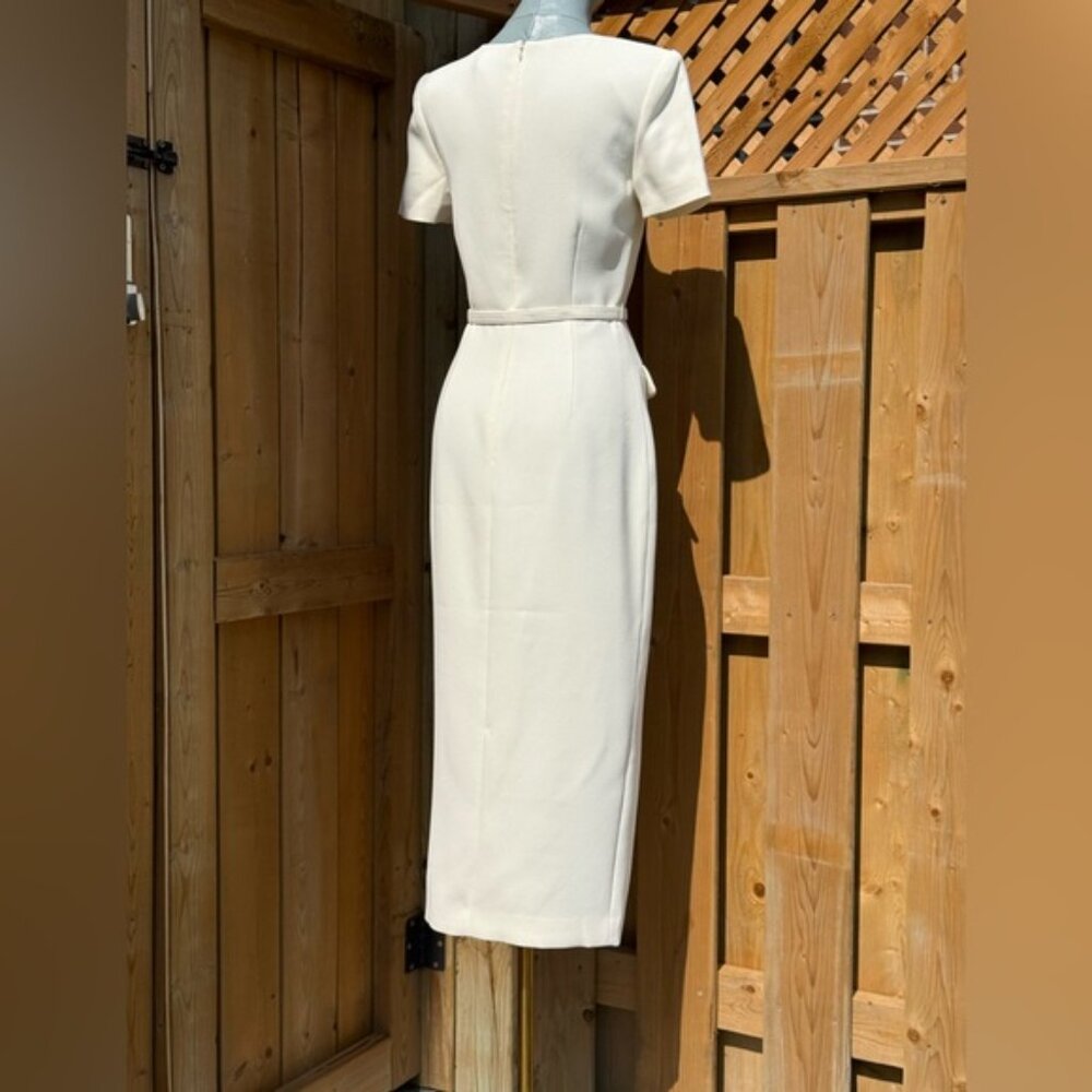 🆕 SELF-PORTRAIT 🧿 BNWOT Cream Ecru Crepe Buttoned Midi Dress, Sz UK 6/ US 2 - Picture 7 of 14